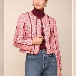 Avec Les Filles Pink Floral Quilted Jacket